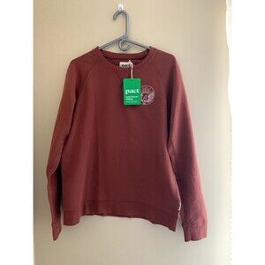 NWT Pact Women's Large Pink Crewneck Sweater Pullover Sweatshirt Organic Cotton